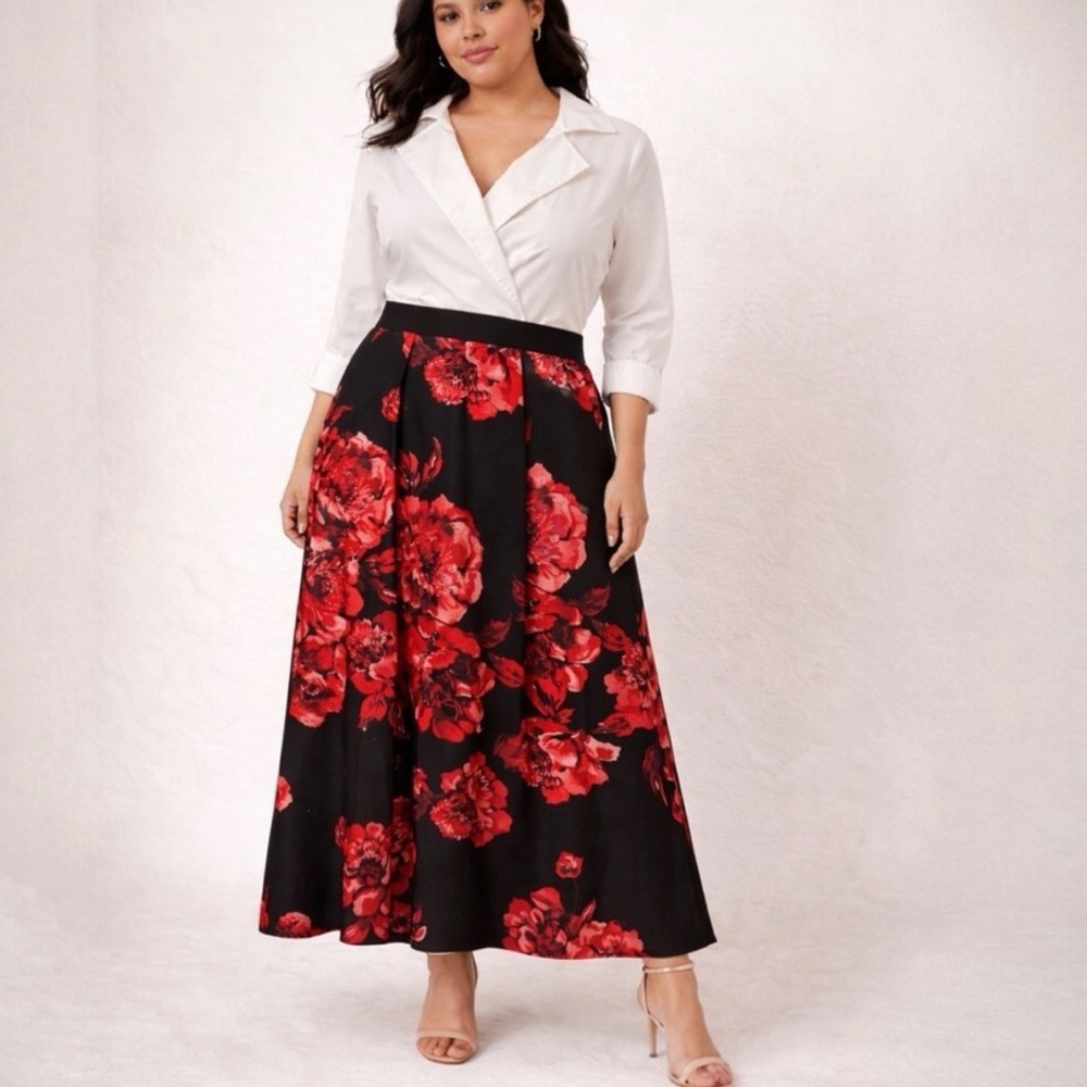 Alexa B Nites Mixed Media Floral
Maxi Dress - size 6- NWT